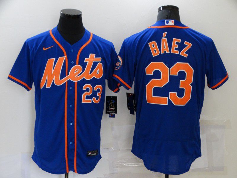 Men New York Mets #23 Baez Blue Elite 2024 Nike MLB Jersey style 1->green bay packers->NFL Jersey